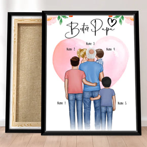 Personalisierte Leinwand - Opa + 1-4 Enkelkinder