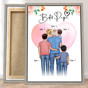 Personalisierte Leinwand - Opa + 1-4 Enkelkinder