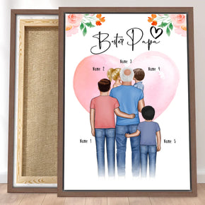 Personalisierte Leinwand - Opa + 1-4 Enkelkinder