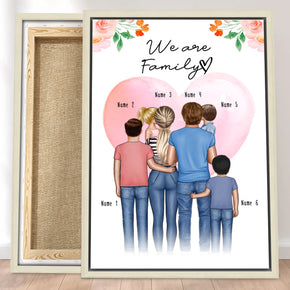 Personalisierte Leinwand - Familie + 1-4 Kinder