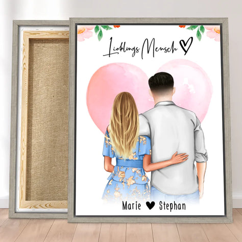 Personalisierte Leinwand - Paar mit Kleid und Hemd (stehend) - Pärchen Leinwand