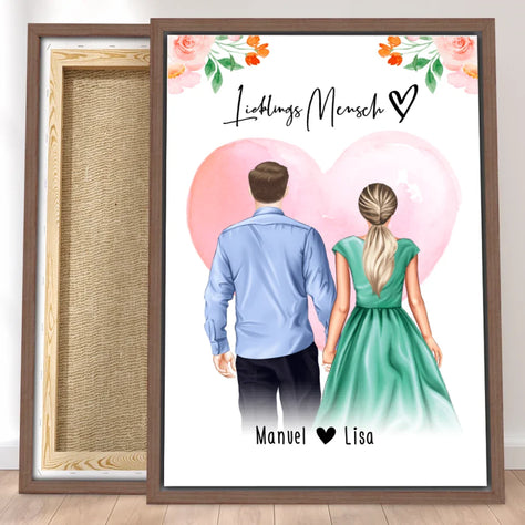 Personalisierte Leinwand mit Paar (stehend) - Hemd und Kleid - Pärchen Leinwand