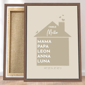 Personalisierte Leinwand - Haus mit Namen