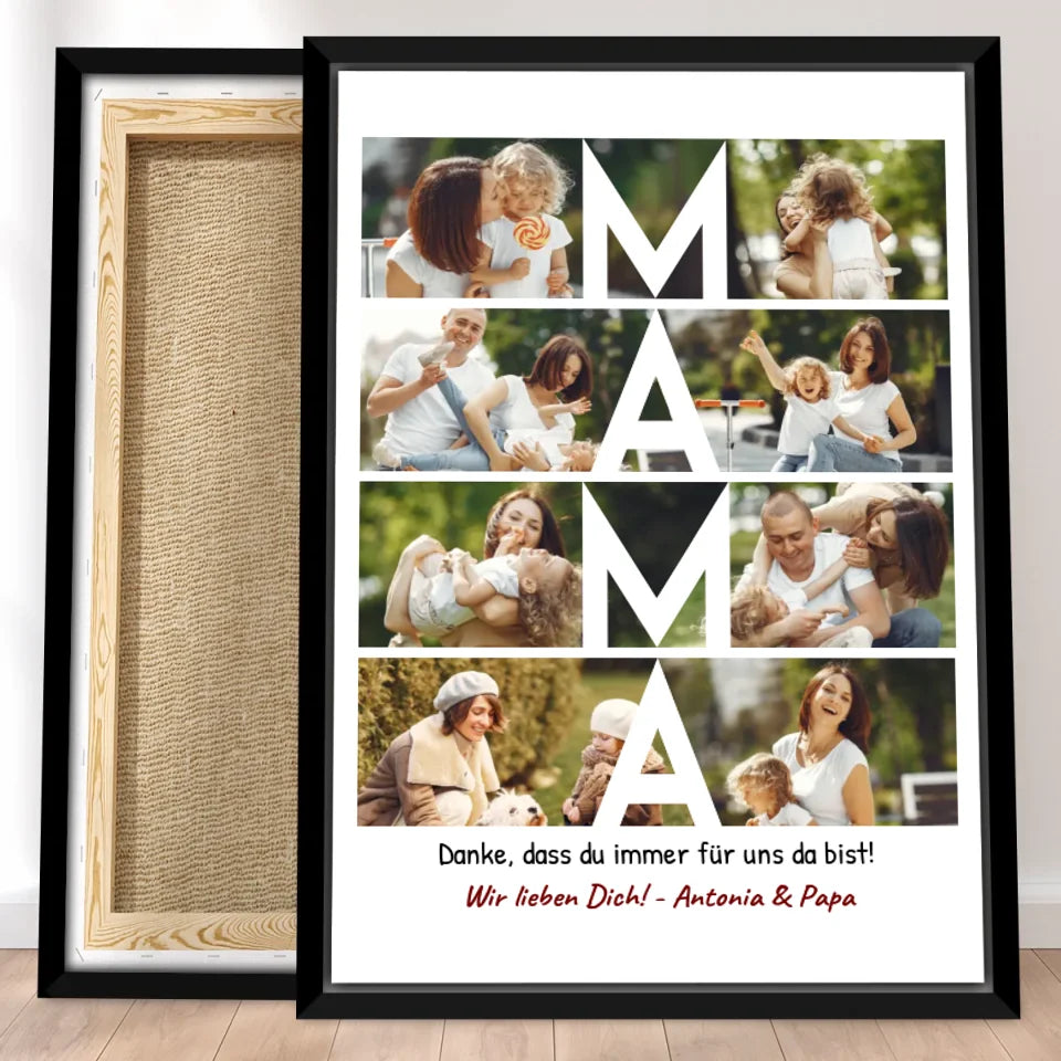 Personalisierte Leinwand - MAMA Schriftzug und Collage mit 8 Bildern