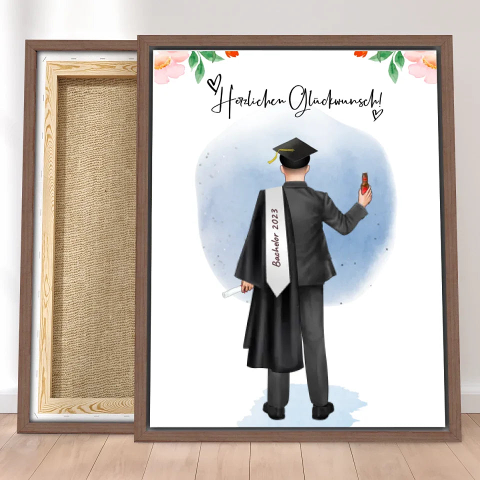 Personalisierte Leinwand - Bachelor/Master/Abi/Schulabschluss Geschenk (1 Mann)