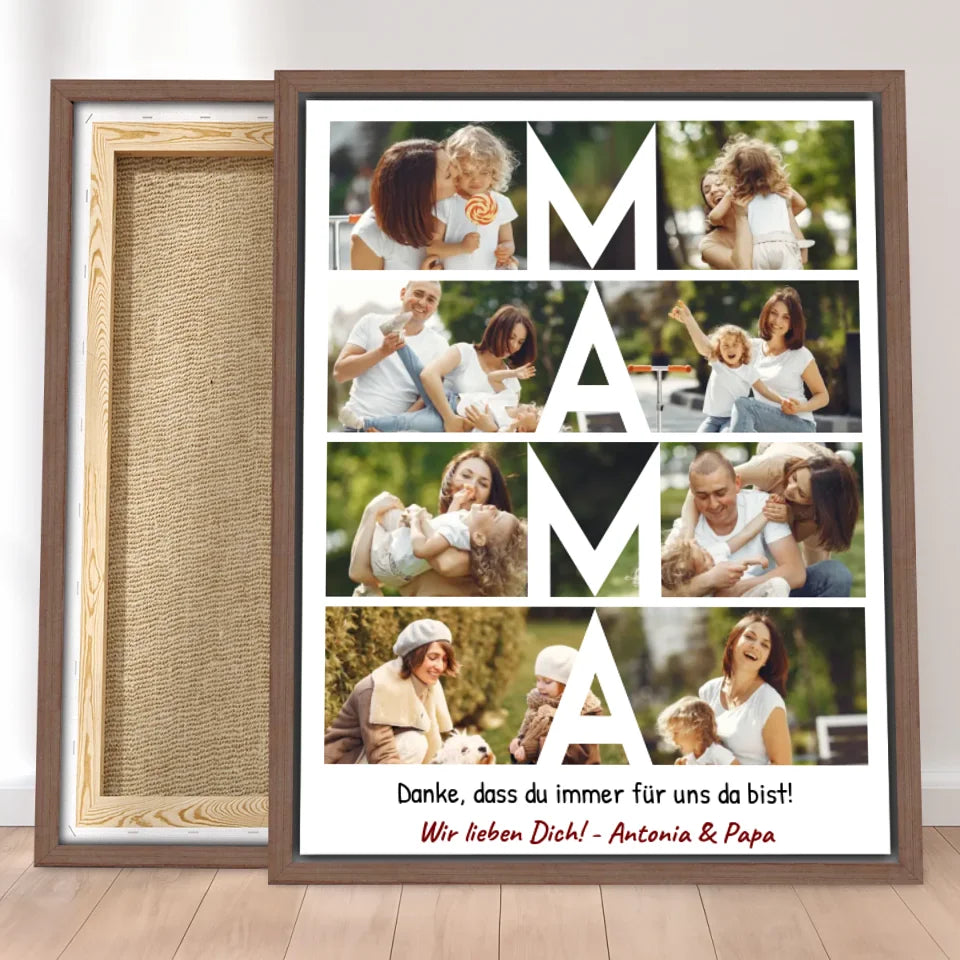 Personalisierte Leinwand - MAMA Schriftzug und Collage mit 8 Bildern