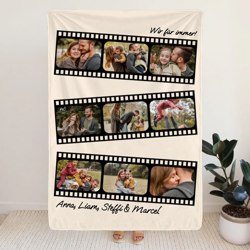 Personalisierte Decke - Paar/Familien Filmstreifen Fotocollage