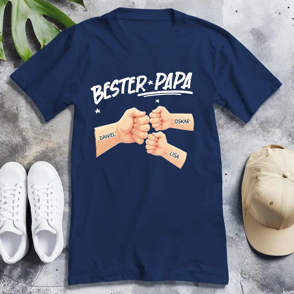 Personalisiertes T-Shirt - Bester Papa Faustcheck/Fist Bump