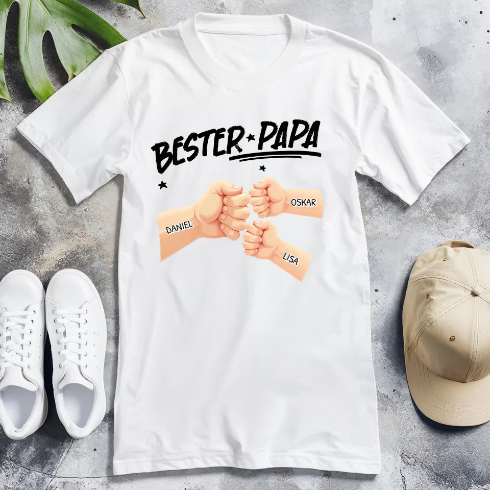 Personalisiertes T-Shirt - Bester Papa Faustcheck/Fist Bump