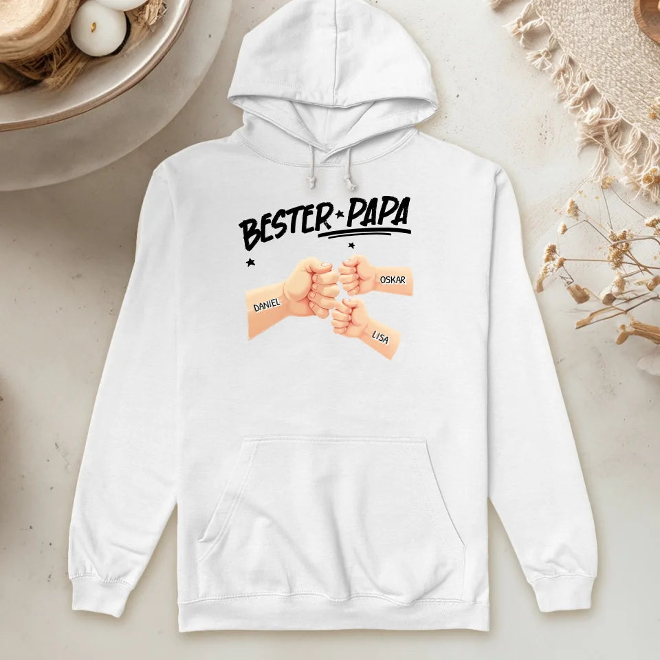 Personalisierter Hoodie - Bester Papa Faustcheck/Fist Bump