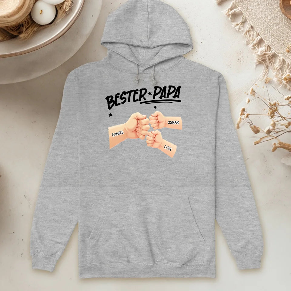 Personalisierter Hoodie - Bester Papa Faustcheck/Fist Bump