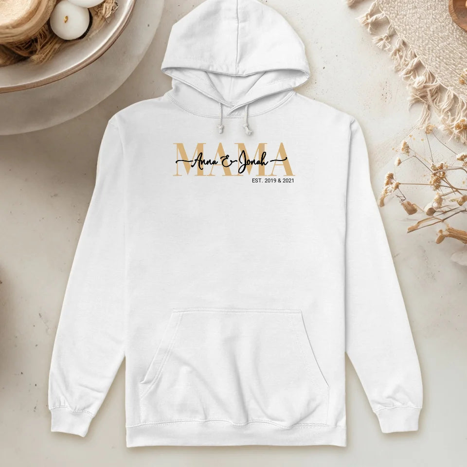 Personalisierter Hoodie - Mama Schriftzug mit Kindernamen