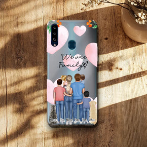 Personalisierte Handyhülle - Familie mit 1-4 Kindern + 1-2 Hunde/Katzen Samsung