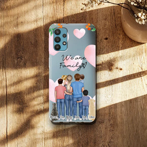 Personalisierte Handyhülle - Familie mit 1-4 Kindern + 1-2 Hunde/Katzen Samsung