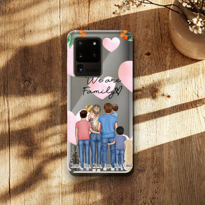 Personalisierte Handyhülle - Familie mit 1-4 Kindern + 1-2 Hunde/Katzen Samsung