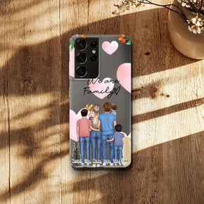 Personalisierte Handyhülle - Familie mit 1-4 Kindern + 1-2 Hunde/Katzen Samsung