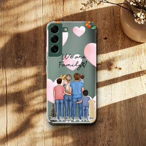Personalisierte Handyhülle - Familie mit 1-4 Kindern + 1-2 Hunde/Katzen Samsung
