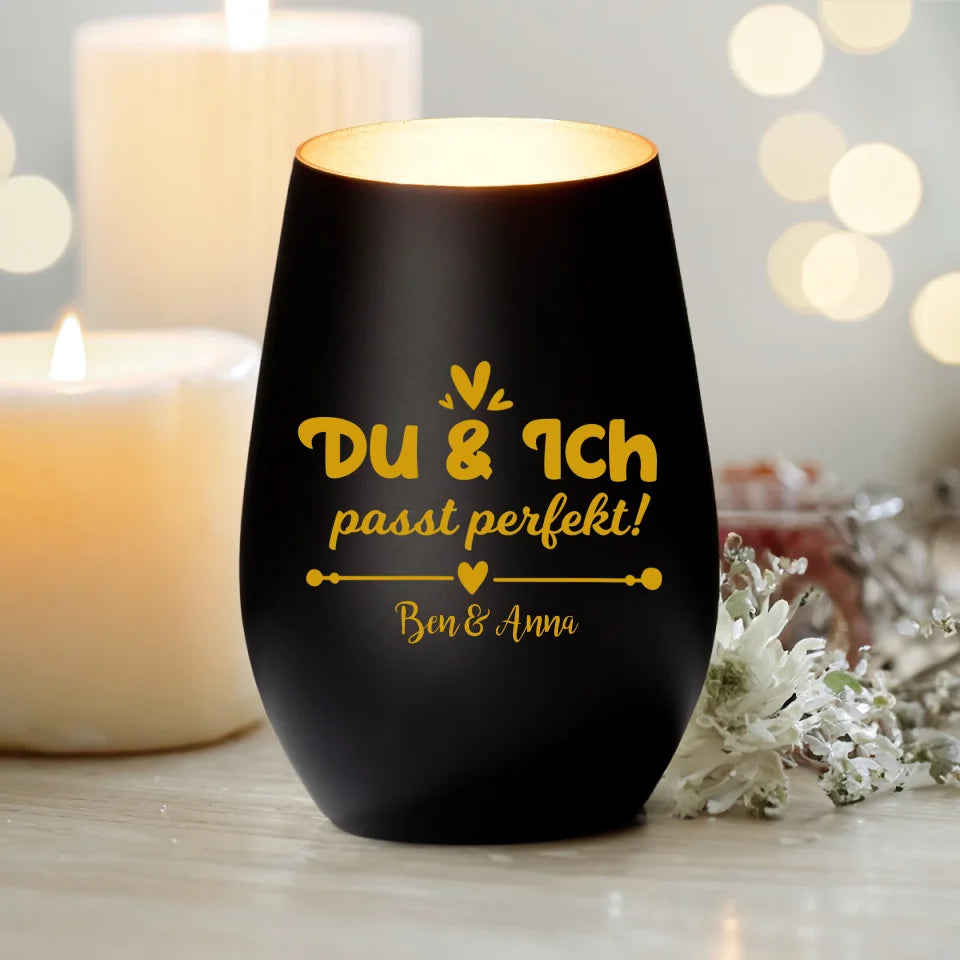 Personalisiertes Windlicht - Du & Ich Passt Perfekt