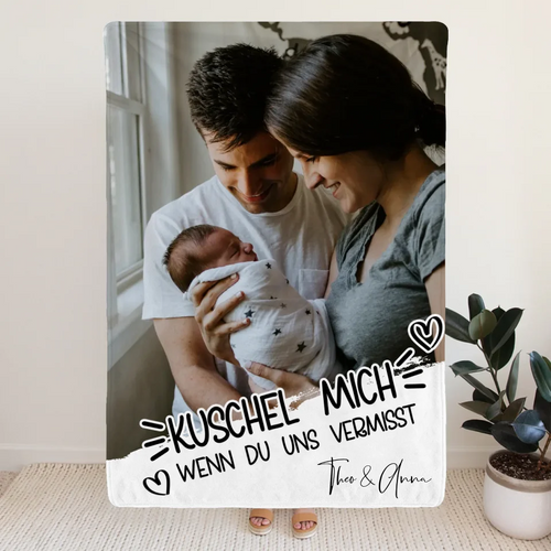 Personalisierte Decke - Kuschel mich, wenn du mich/uns vermisst - Familien Decke