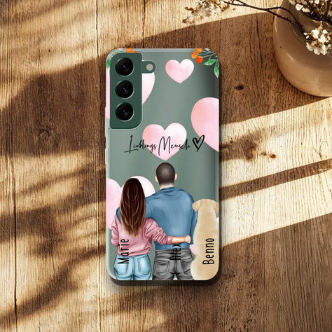 Personalisierte Handyhülle mit Pärchen und 1-2 Hunde/Katzen - Partnerhülle - Samsung