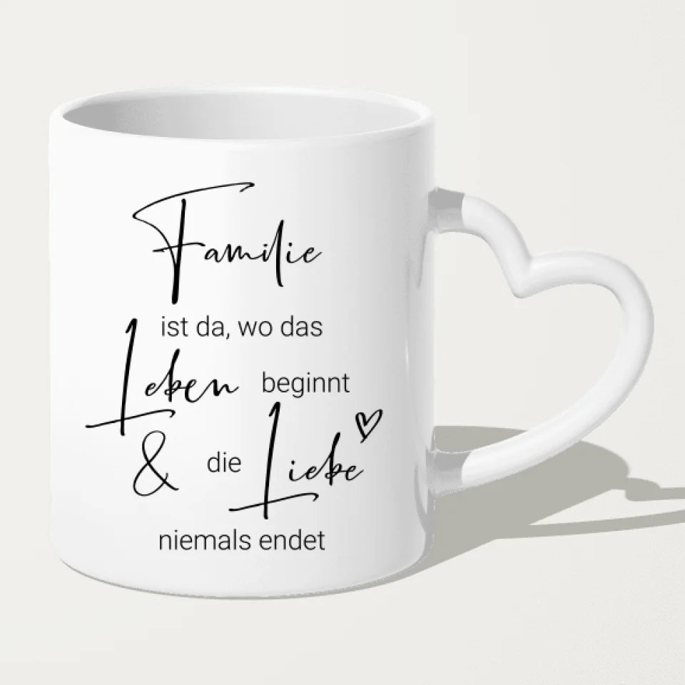 Personalisierte Tasse - 1 Mann + 1 Kind + 2 Hunde