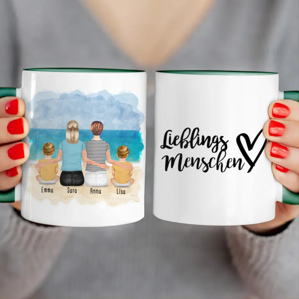 Personalisierte Tasse - 2 Frauen + 2 Babys