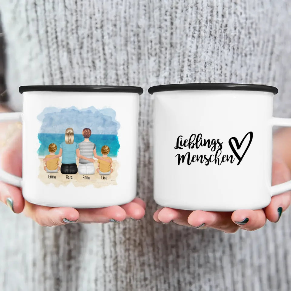 Personalisierte Tasse - 2 Frauen + 2 Babys