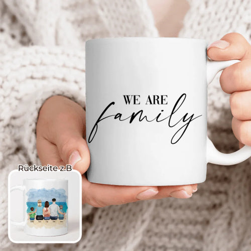 Personalisierte Tasse mit Familie (1 Kleinkind + 1 Kind + 1 Teenangerin)