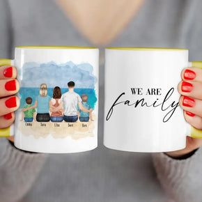 Personalisierte Tasse mit Familie (1 Kleinkind + 1 Kind + 1 Teenangerin)