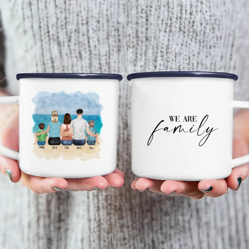 Personalisierte Tasse mit Familie (1 Kleinkind + 1 Kind + 1 Teenangerin)