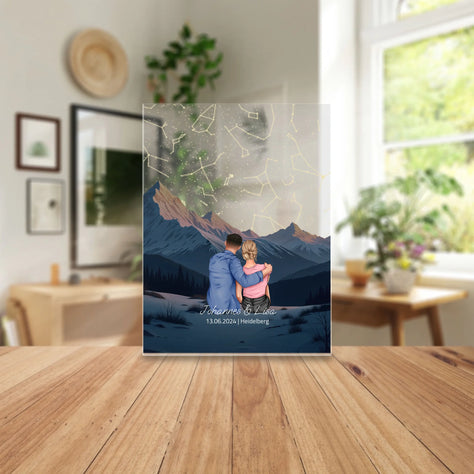 Personalisierte Acrylglasplatte - Unter diesem Himmel begann alles