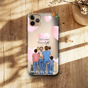 Personalisierte Handyhülle - Familie mit 1-4 Kindern + 1-2 Hunde/Katzen