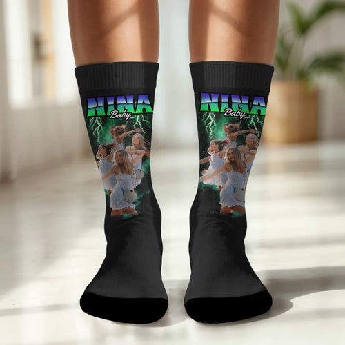 Personalisierte Socken - 90s Vintage Bootleg Style mit 1-4 Bildern