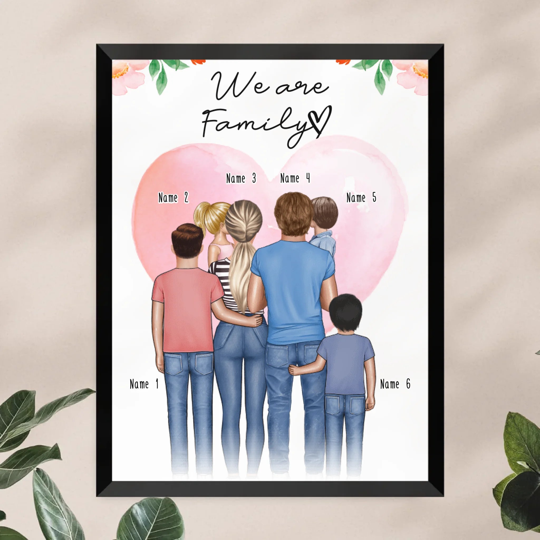 Personalisiertes Poster - Familie + 1-4 Kinder