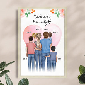 Personalisiertes Poster - Familie + 1-4 Kinder