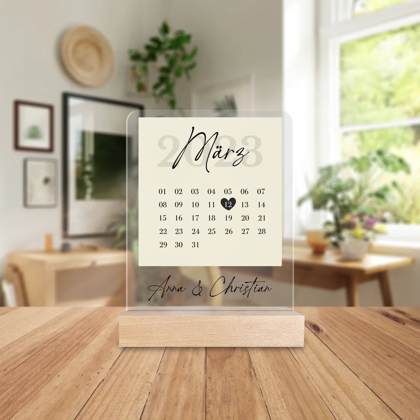 Personalisierte Acrylglasplatte - Kalender mit Jahrestag