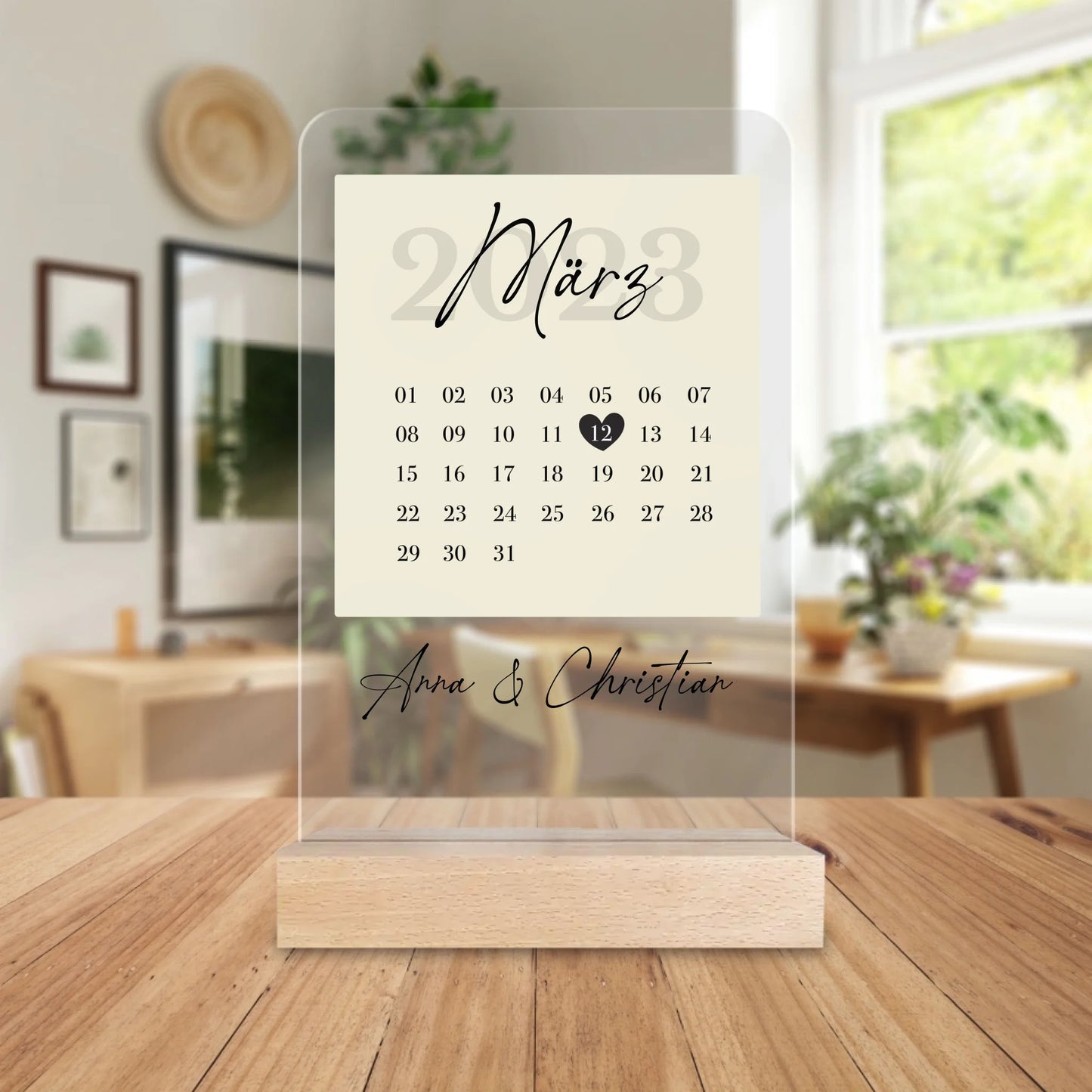 Personalisierte Acrylglasplatte - Kalender mit Jahrestag