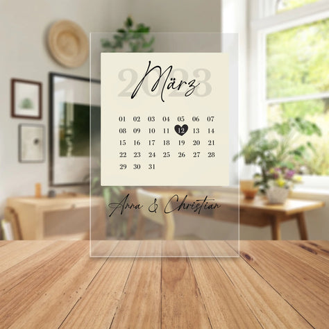 Personalisierte Acrylglasplatte - Kalender mit Jahrestag