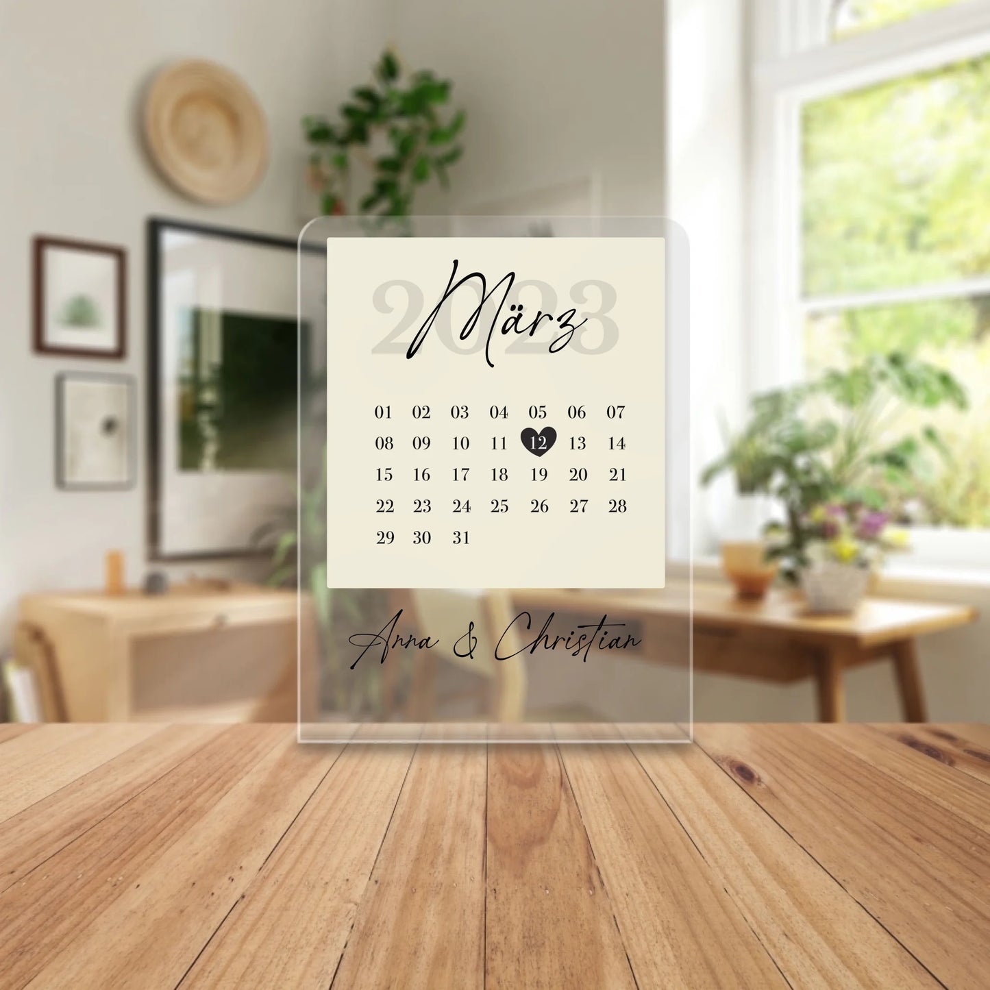 Personalisierte Acrylglasplatte - Kalender mit Jahrestag