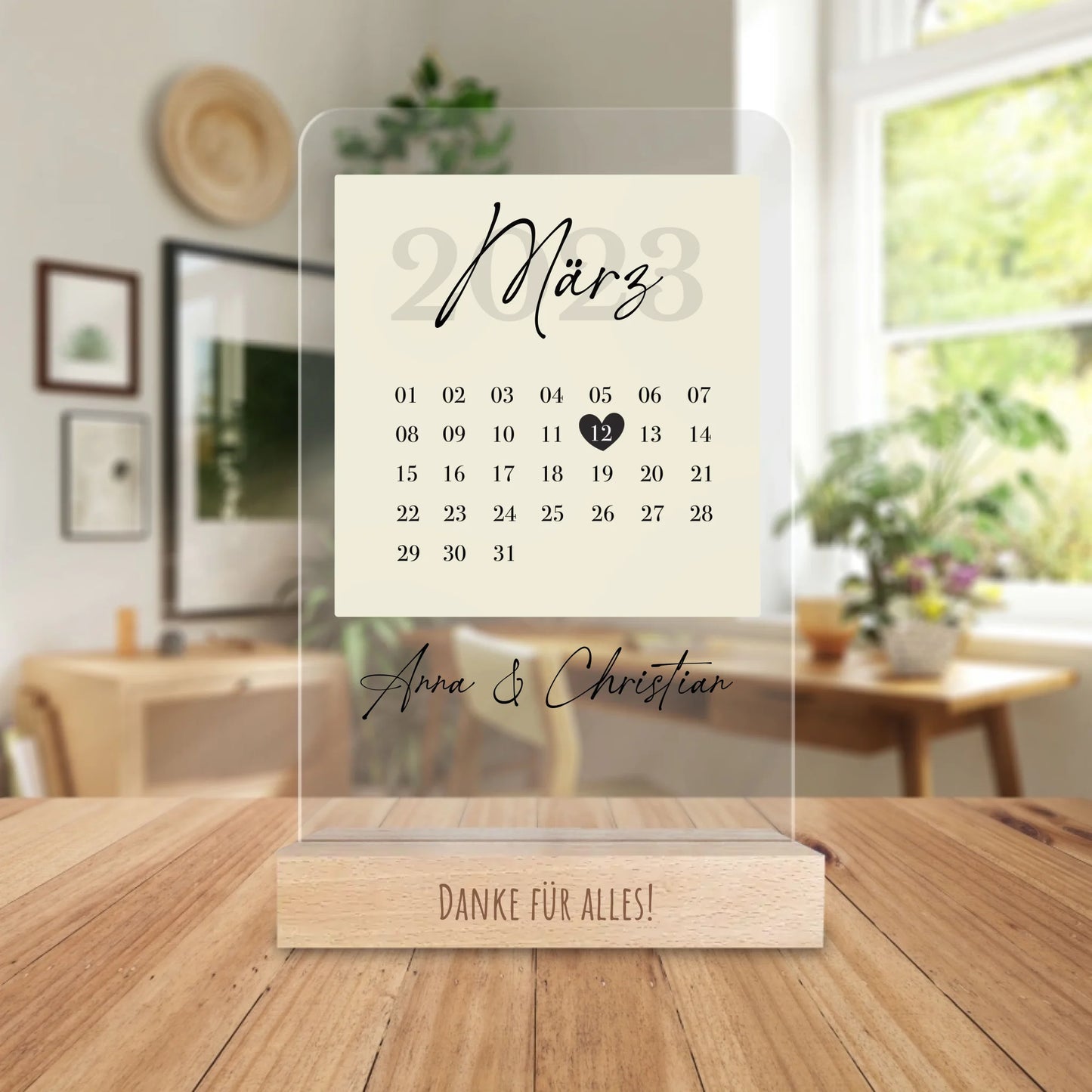 Personalisierte Acrylglasplatte - Kalender mit Jahrestag