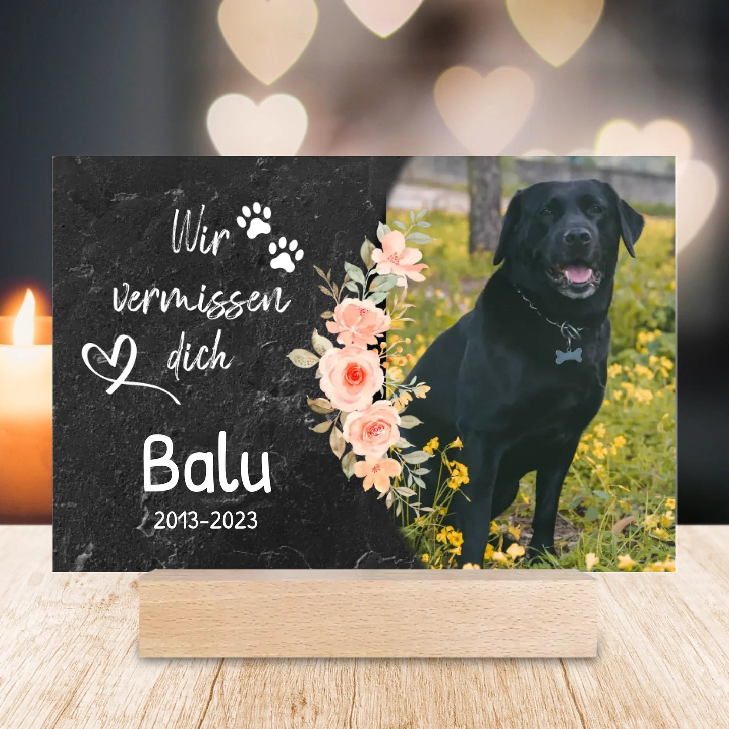 Personalisiertes Trauerschild mit Trauerspruch für Hund - Ich/Wir vermissen dich