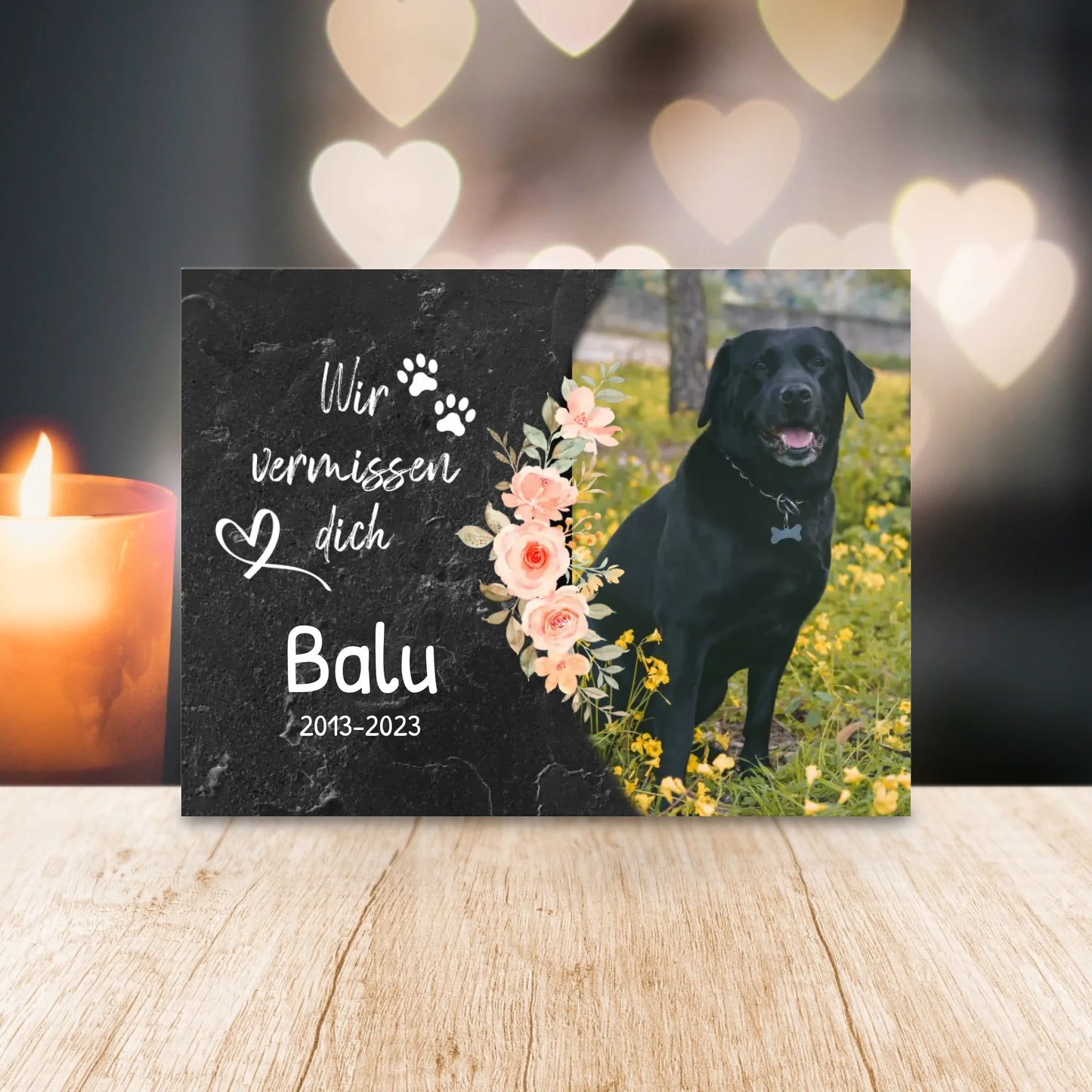 Personalisiertes Trauerschild mit Trauerspruch für Hund - Ich/Wir vermissen dich