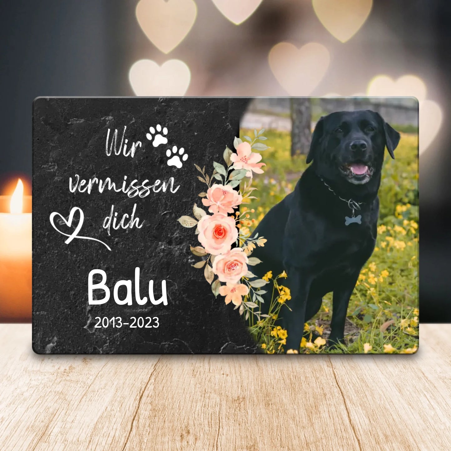 Personalisiertes Trauerschild mit Trauerspruch für Hund - Ich/Wir vermissen dich