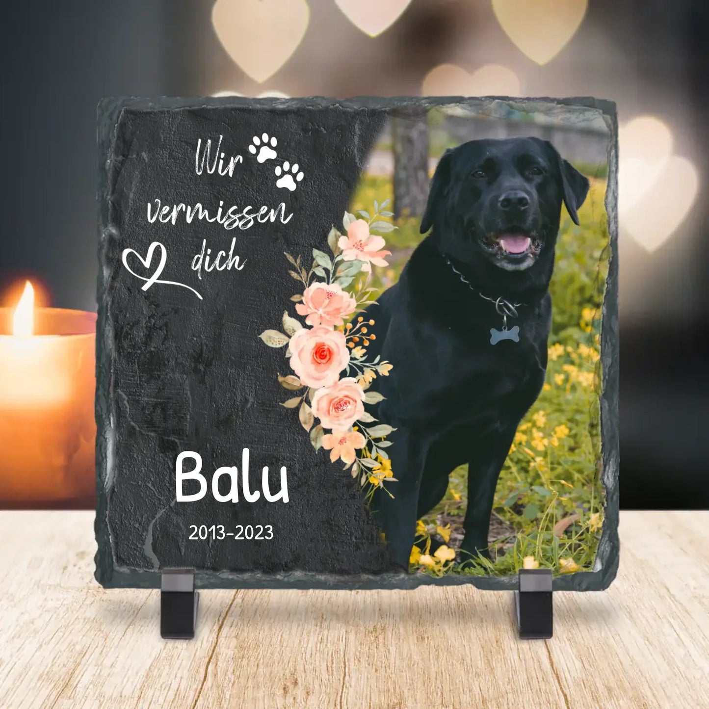 Personalisiertes Trauerschild mit Trauerspruch für Hund - Ich/Wir vermissen dich