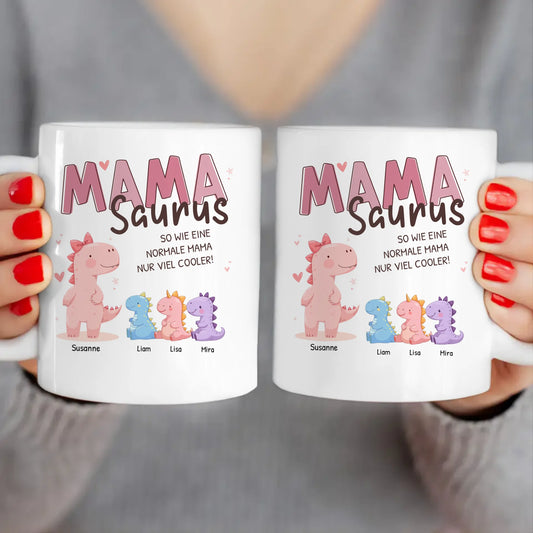 Personalisierte Tasse - Mamasaurus mit 1-10 Kindern