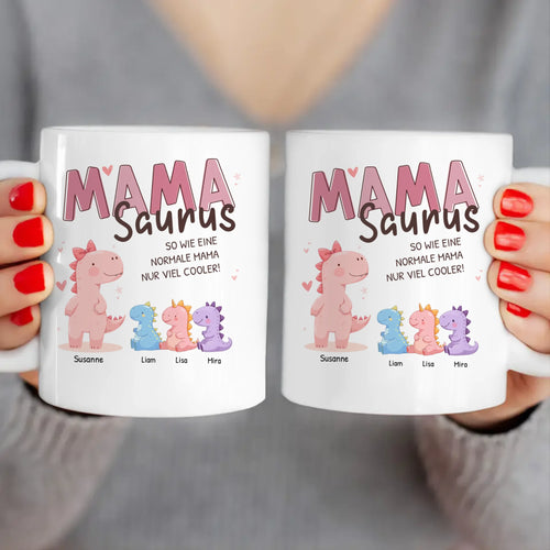 Personalisierte Tasse - Mamasaurus mit 1-10 Kindern