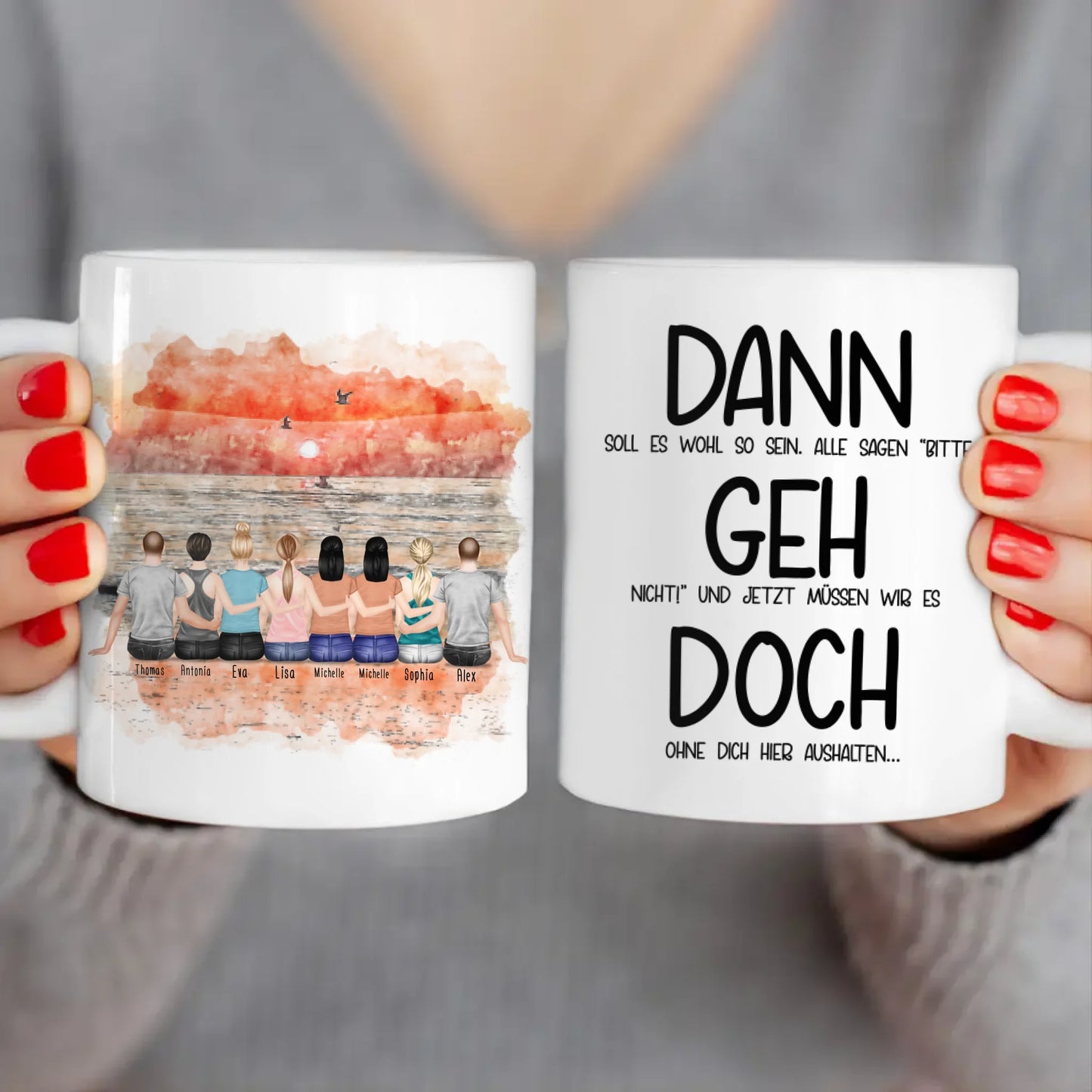 Personalisierte Tasse Kollegen (6 Frauen + 2 Männer) - Abschiedsgeschenk