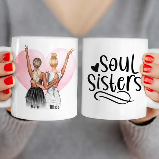 Personalisierte Tasse - Beste Freundin mit Kleid (2 Freundinnen) - Freundinnen Tasse