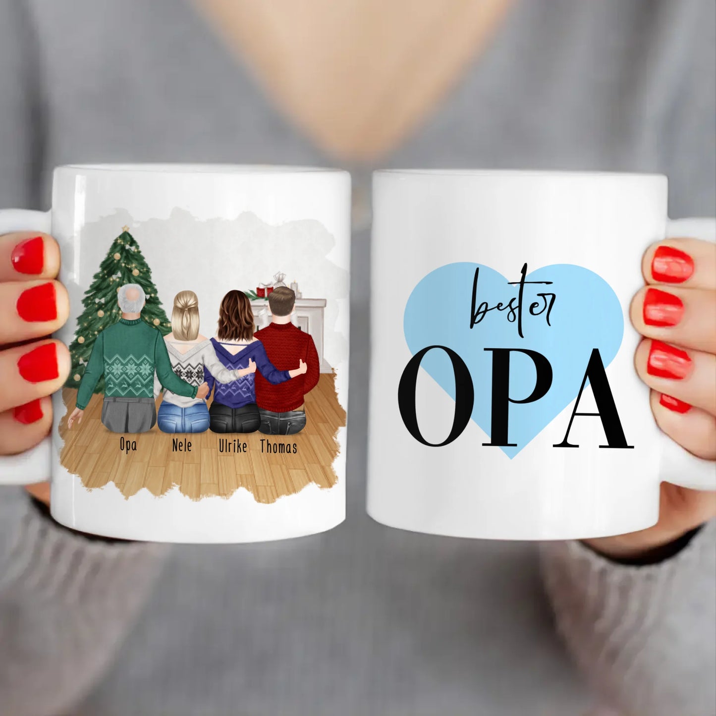 Personalisierte Tasse für Opa (2 Frauen + 1 Mann + 1 Opa) - Weihnachtstasse