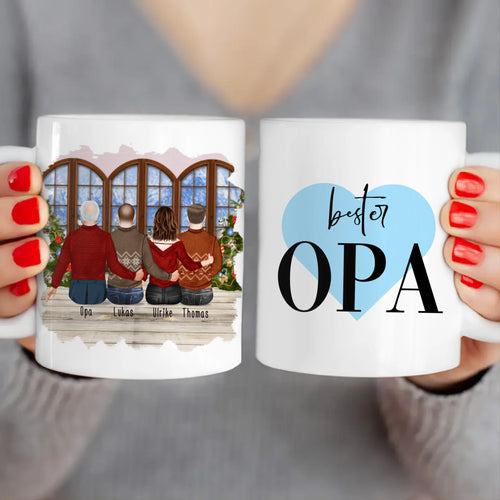 Personalisierte Tasse für Opa (1 Frau + 2 Männer + 1 Opa) - Weihnachtstasse